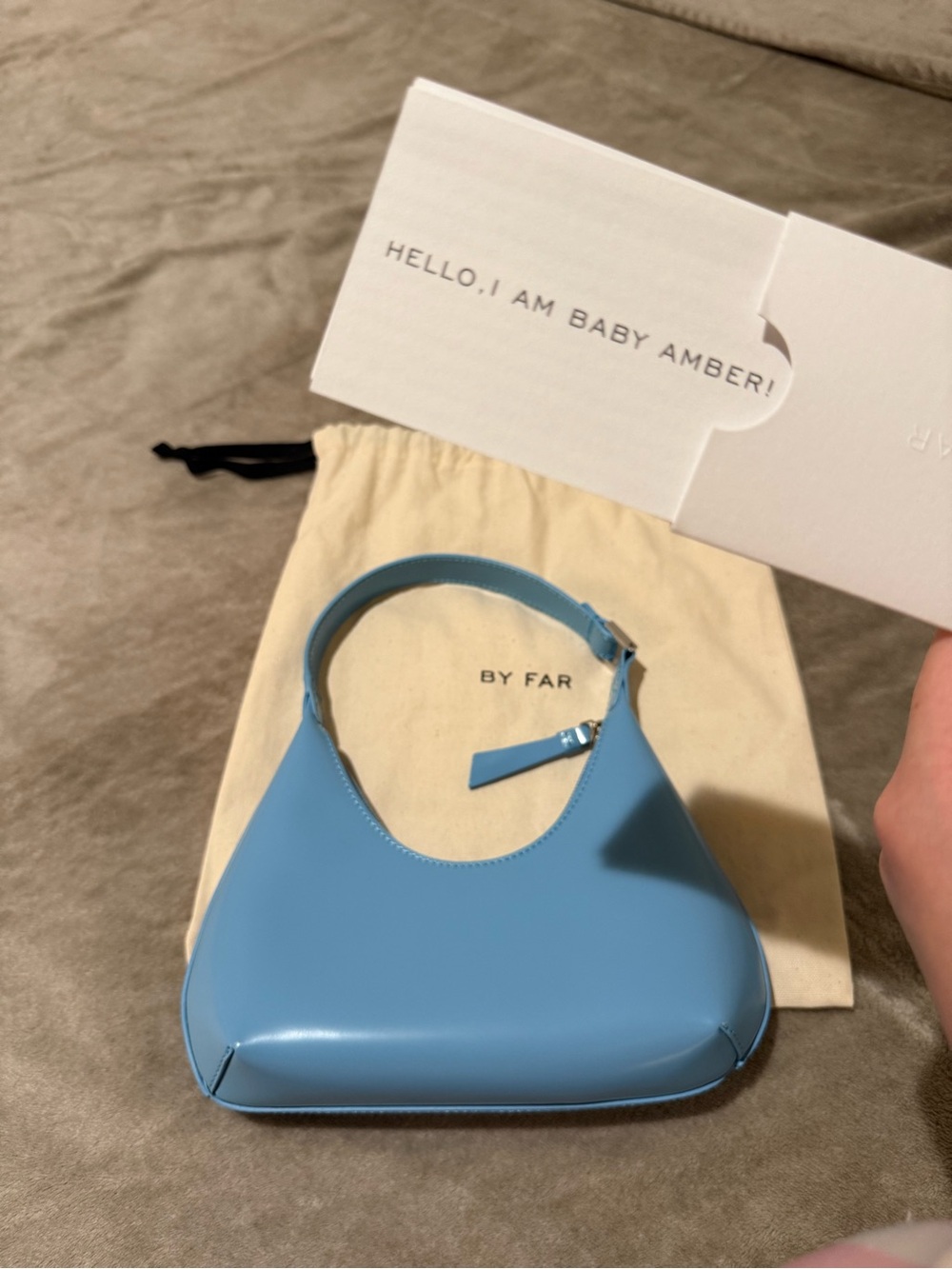 BY FAR Baby Amber Mini Shoulder Bag in Sky Blue